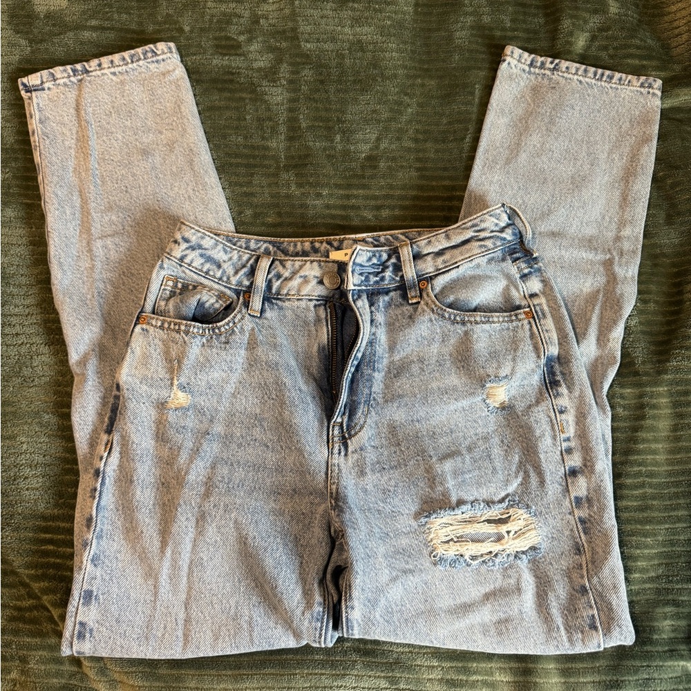 Pacific Sunwear Blue Boyfriend Jeans Distressed